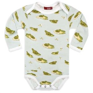 Milkbarn Kids Short Sleeve Bamboo Onesie Frogs
